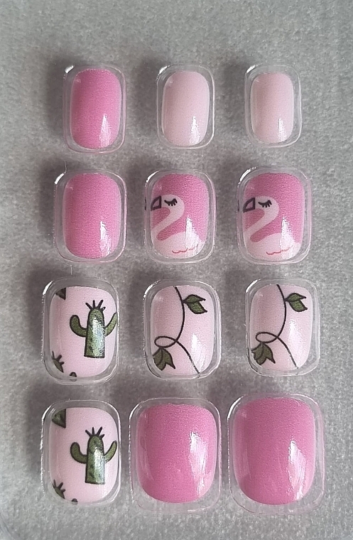 Накладные самоклеящиеся ногти для детей "Фламинго и кактус", 972 - Deni Carte Tipsy Kids  — фото N4