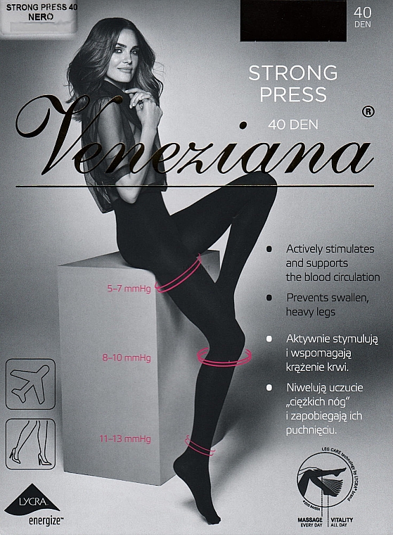 Колготки для женщин "Strong press", 40 Den, nero - Veneziana — фото N1