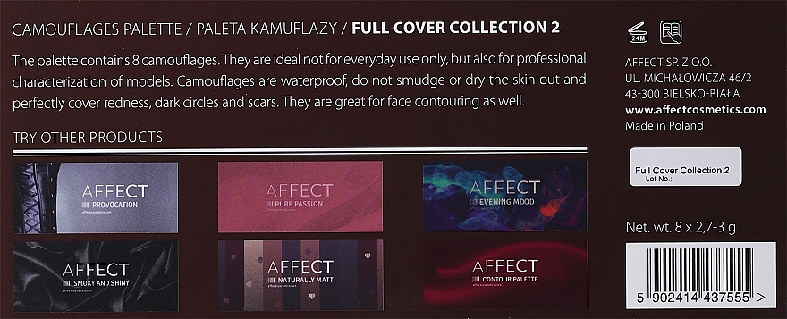 Палетка корректоров для лица - Affect Cosmetics Camouflage Palette Full Cover Collection 2 — фото N3