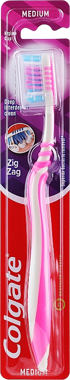 Зубная щетка "Зигзаг плюс" средней жесткости №2, розовая - Colgate Zig Zag Plus Medium Toothbrush