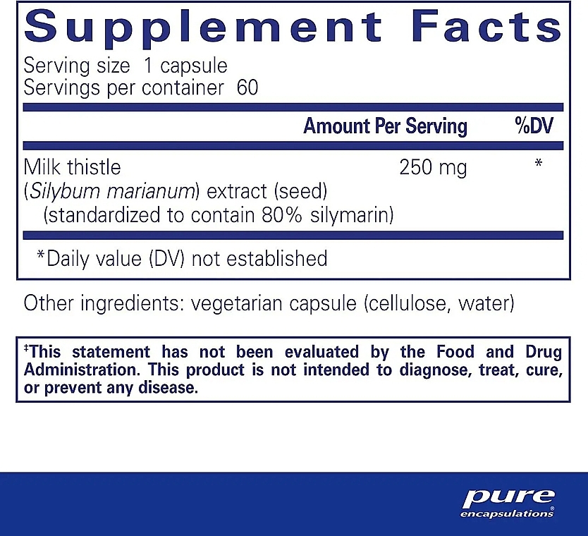 Диетическая добавка "Силимарин", капсулы - Pure Encapsulations Silymarin — фото N2