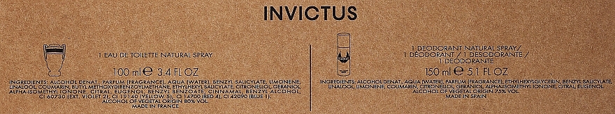 Paco Rabanne Invictus - Набір (edt/100ml + deo/150ml) — фото N3