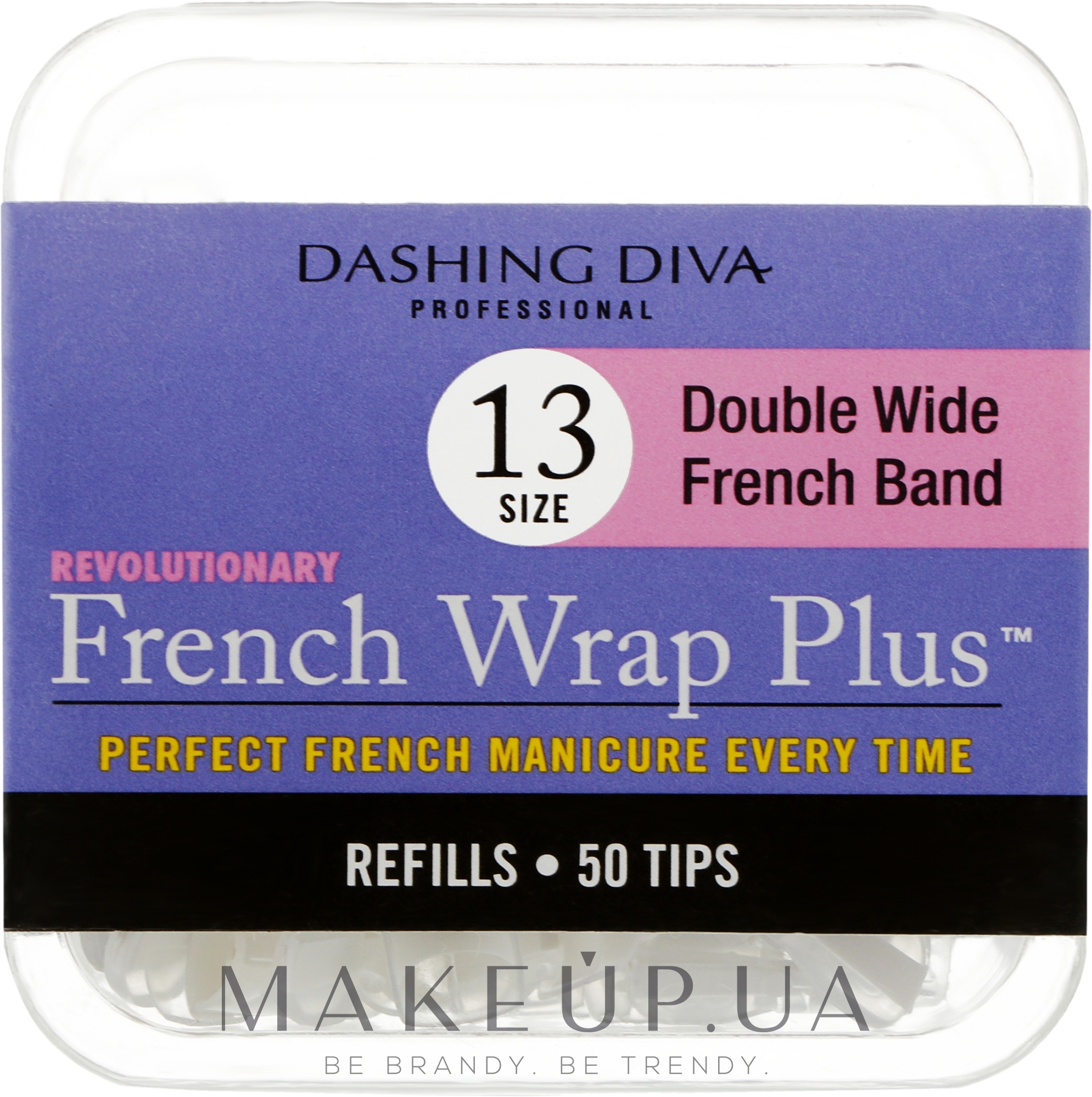 Типсы широкие "Френч Смайл+" - Dashing Diva French Wrap Plus Double Wide White 50 Tips (Size-13) — фото 50шт