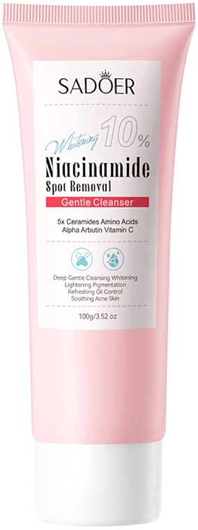 Пенка для лица с ницимидом против пятен - Sadoer Niacinamide Spot Removal Gentle Cleanser — фото N1