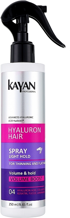 Спрей для тонкого й позбавленого об'єму волосся - Kayan Professional Hyaluron Hair Spray