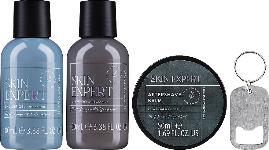 Набор - The Kind Edit Co Skin Expert Men Mini Grooming (shm/100ml + sh/gel/100ml + aft/balm/50ml + acc/1pcs) — фото N2