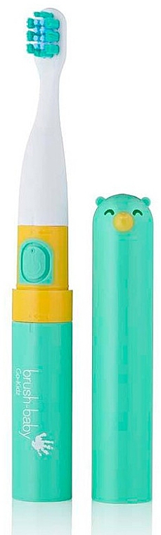 Електрична зубна щітка з наклейками, зелена - Brush-Baby Go-Kidz Pink Green Toothbrush — фото N3
