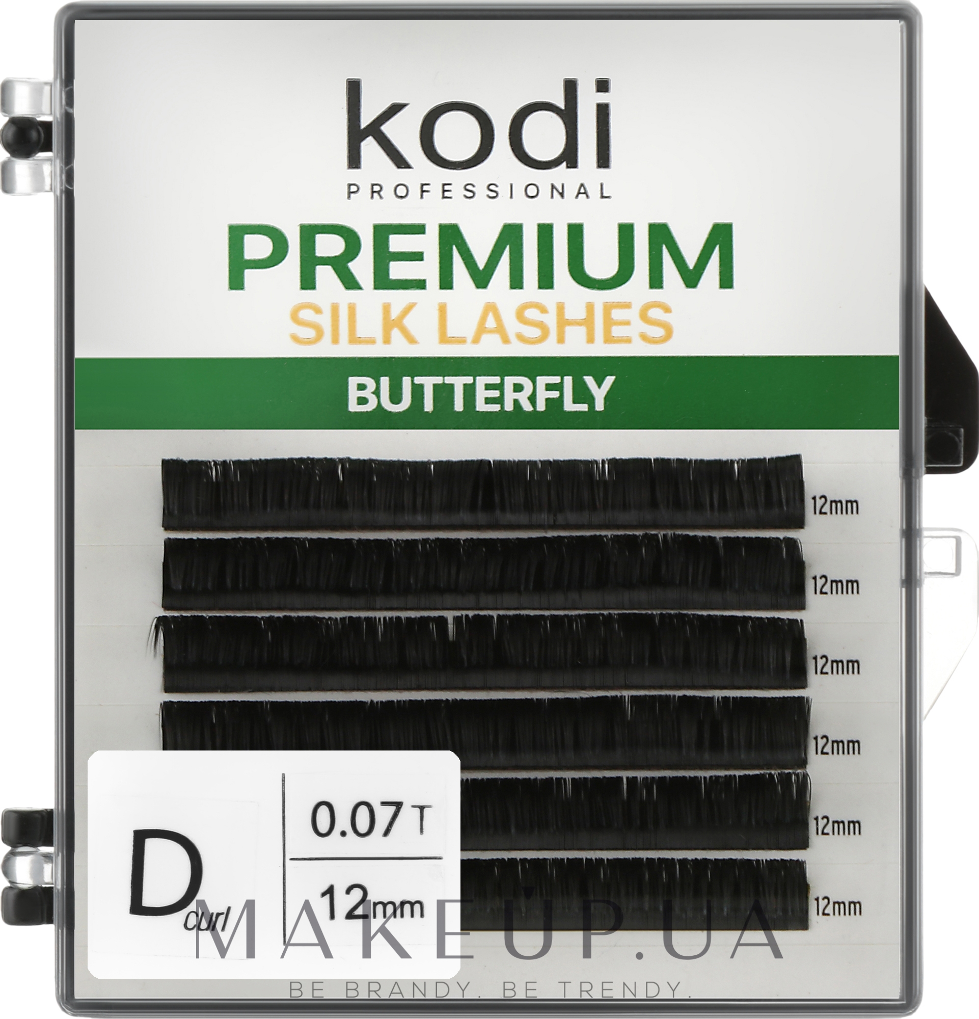 Накладные ресницы Butterfly Green D 0.07 (6 рядов: 12 мм) - Kodi Professional — фото 1уп