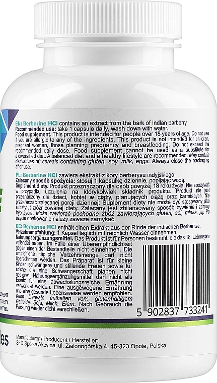 Пищевая добавка "Берберин HCL" - Allnutrition Adapto Berberine HCL — фото N2
