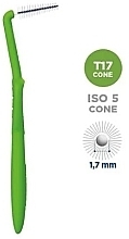 Міжзубні йоржики 1.7 мм, 5 шт., зелені - Curaprox Curasept Proxi Treatment Angle T17 Cone Green — фото N2
