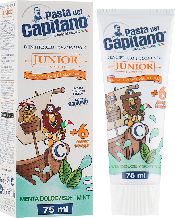 Детская зубная паста 6+ "Сладкая мята" - Pasta del Capitano — фото N1