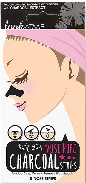 Очищувальні смужки для носа "Деревне вугілля" - Look At Me Nose Pore Charcoal Strips — фото N1