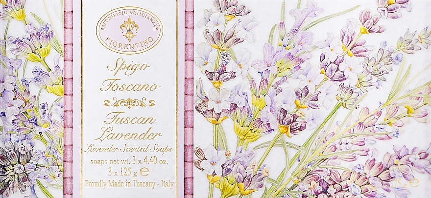 Набір натурального мила "Тосканська лаванда" - Saponificio Artigianale Fiorentino Lavender Toscana (soap/3x125g) — фото N1