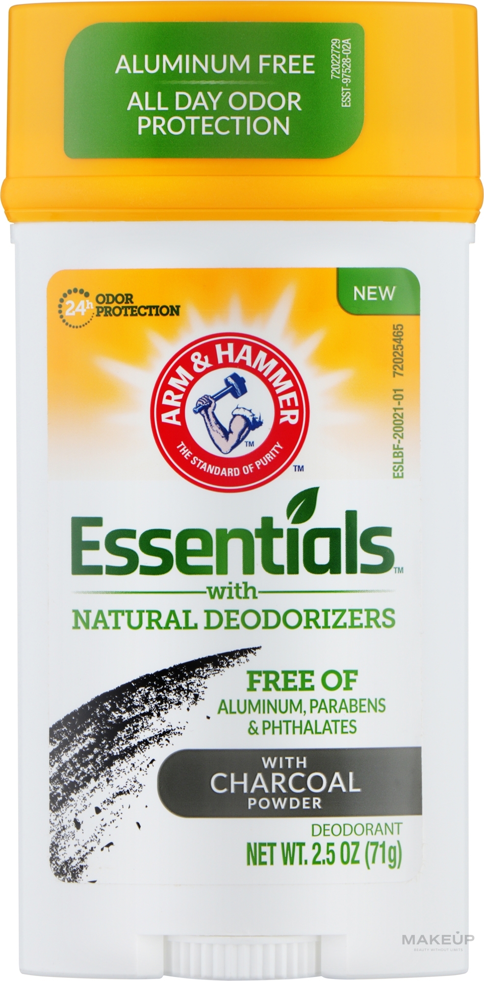 Прозрачный дезодорант без металлов - Arm&Hammer Essentials Deodorant Natural Deodorizers Charcoal Powder — фото 71g