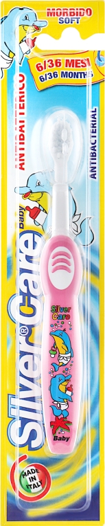 Дитяча зубна щітка "Silver Care Baby" від 6-36 міс., біло-рожева - PresiDENT — фото N1