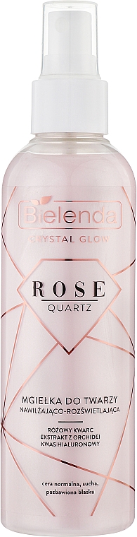 Увлажняющий спрей для лица с кристаллами розового кварца - Bielenda Crystal Glow 