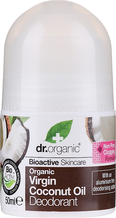 Дезодорант кульковий "Кокосове масло" - Dr. Organic Bioactive Skincare Virgin Coconut Oil Deodorant — фото N1