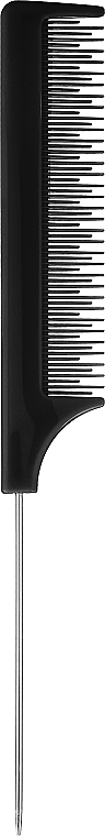 Расческа для стрижки с металлическим кончиком, черная - Inter-Vion — фото N1