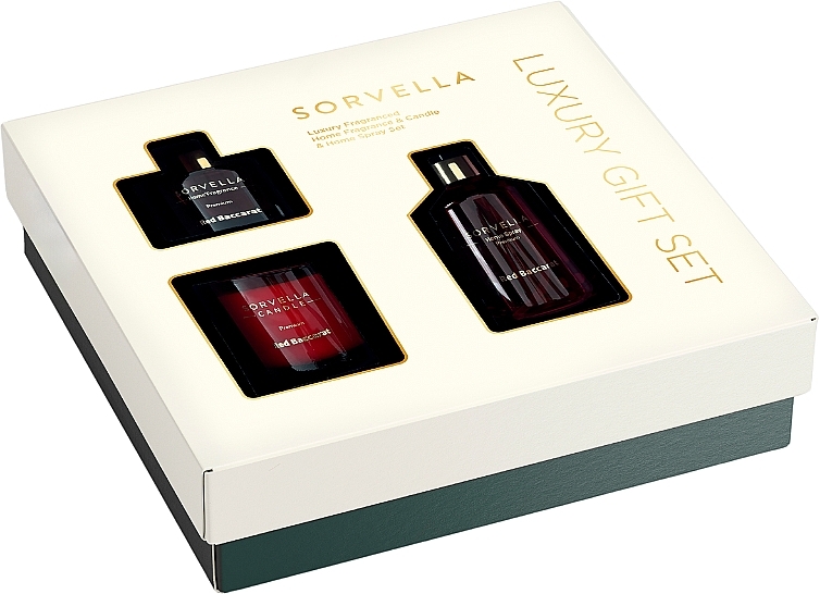 Набор - Sorvella Perfume Home Fragrance Red Baccarat (diffuser/120ml + candle/170g + home/spray/250ml) — фото N2