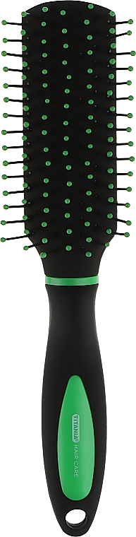 Мини-щетка для волос прямоугольной формы 18 см, зеленая - Titania Softtouch — фото N1