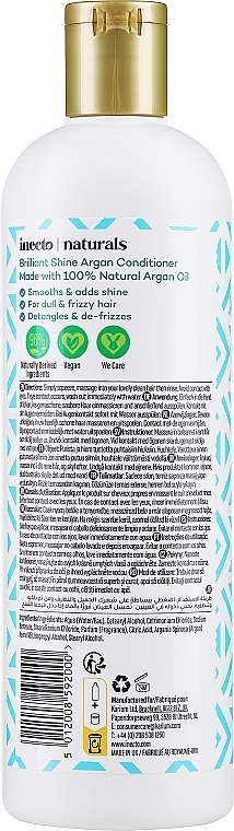 Зволожувальний кондиціонер для волосся, з олією арганії - Inecto Naturals Argan Conditioner — фото N2