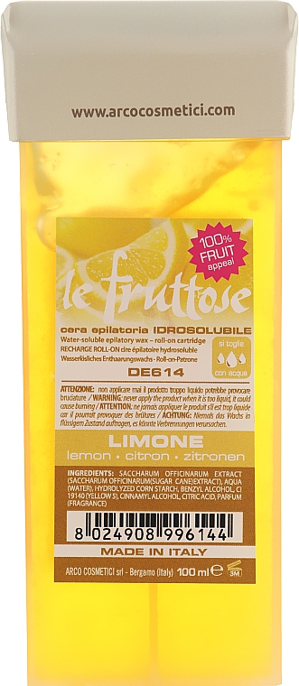 Гидровоск в кассете "Лимон" - Arcocere Le Fruttose Wax — фото N1