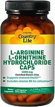 Духи, Парфюмерия, косметика Аминокислотный комплекс, 1000 мг - Country Life L-Arginine L-Ornithine Hydrochloride Caps