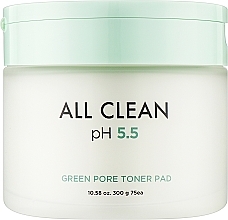 Очищувальні тонер-педи для обличчя - Heimish All Clean pH 5.5 Green Pore Toner Pad — фото N1