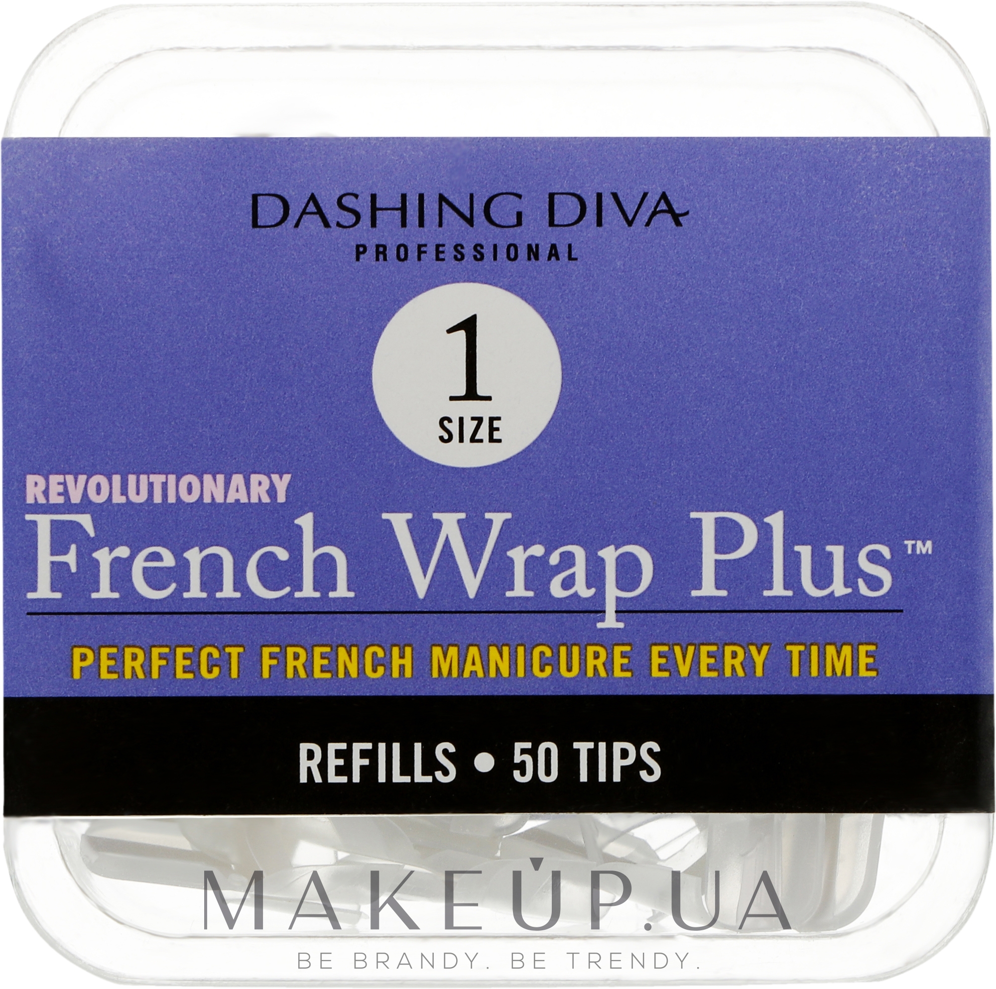 Типсы узкие "Френч Смайл+" - Dashing Diva French Wrap Plus White 50 Tips (Size-1) — фото 50шт