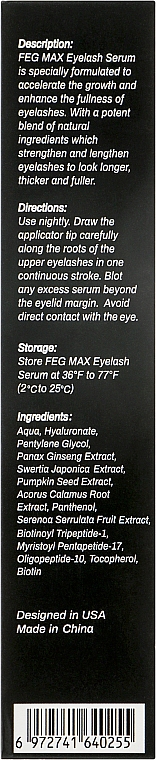 Сироватка для росту вій і брів - Feg Max Eyelash Serum — фото N3