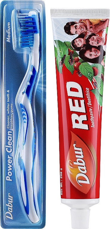 Набір з синьою щіткою - Dabur Red (toothbrush/1pc + toothpaste/200g) — фото N2