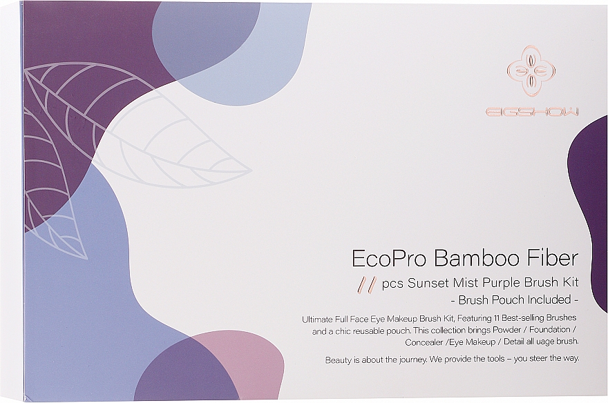 Набор кистей для макияжа, 11 шт - Eigshow Beauty Eco Pro Bamboo Fiber Purple Brush Kit — фото N3
