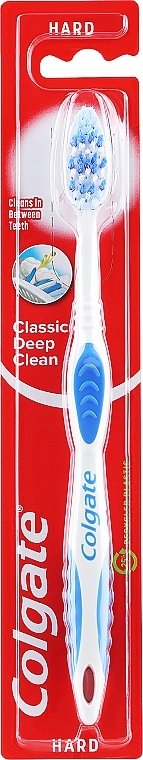 Зубная щетка жесткая "Classic", синяя - Colgate Classic Deep Clean Hard — фото N1