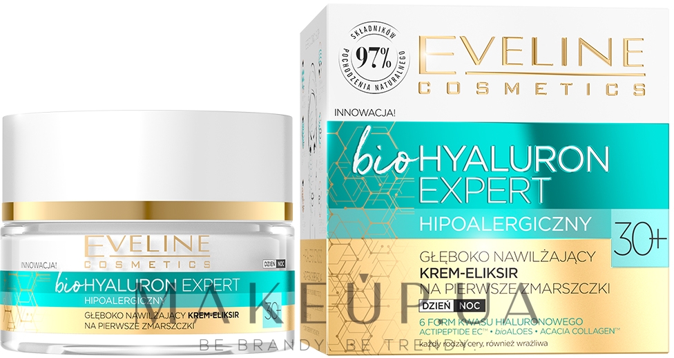 Ультраувлажняющий дневной и ночной крем-эликсир - Eveline Cosmetics BioHyaluron Expert 30+ — фото 50ml