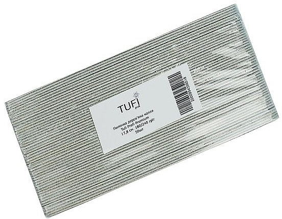 Пилочка для нігтів на поліуретановій основі 180/240, 17.8 см, сіра, 50 шт. - Tufi Profi Premium — фото N2
