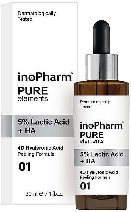 Пілінг відлущувальний для обличчя з 5 % молочною та гіалуроновою кислотою - InoPharm Pure Elements 5% Lactic Acid + HA Peeling — фото N1