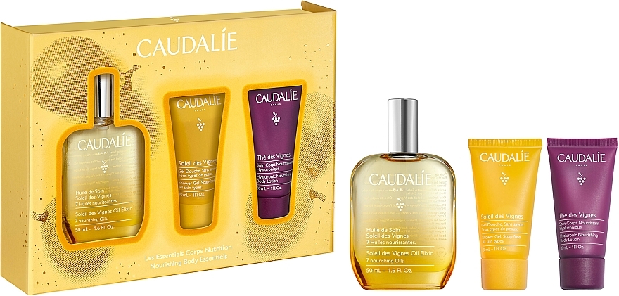 Caudalie Soleil Des Vignes - Набор (oil/50ml + sh/gel/30ml + b/lot/30ml) — фото N1