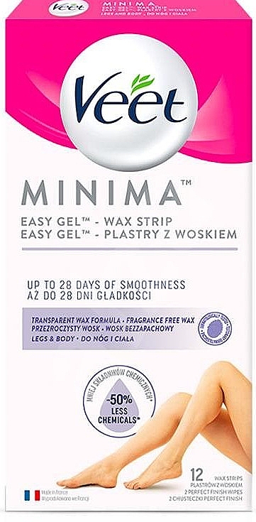 Восковые полоски для депиляции ног - Veet MINIMA Easy Gel Wax Strip — фото N1