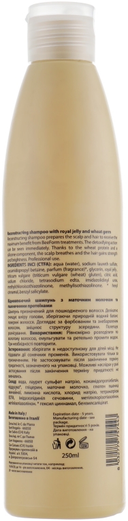 Восстанавливающий шампунь с маточным молочком и пшеничными протеинами - Mirella Professional Bee Form Reconstructing Shampoo — фото N2
