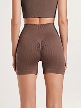 Бесшовные шорты в рубчик "SHORTS RIB SHAPE", deep taupe - Giulia — фото N3