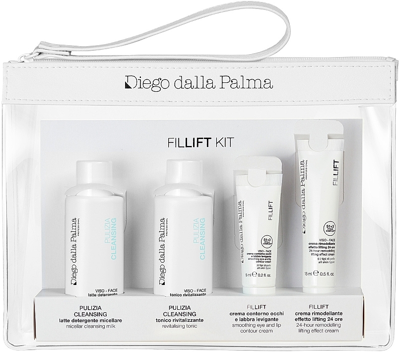 Набор - Diego Dalla Palma Fillift Travel Kit (f/milk/50ml + tonic/50ml + cr/5ml + f/cr/15ml + bag) — фото N1