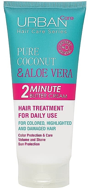 Двухминутный масляный крем для защиты цвета волос - Urban Pure Coconut & Aloe Vera Butter Cream — фото N1