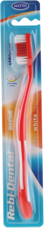 Зубная щетка Rebi-Dental M43, средней жесткости, красная - Mattes — фото N1