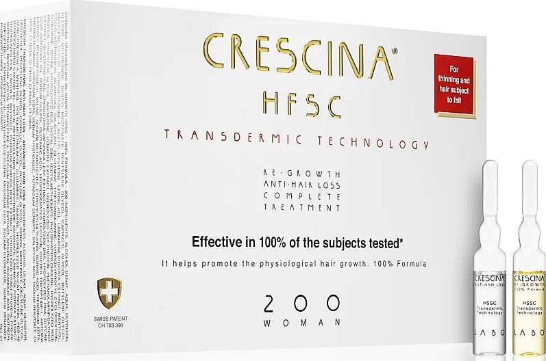 Ампулы против выпадения волос для женщин - Crescina HFSC Transdermic 200 Re-Growth Woman — фото N1