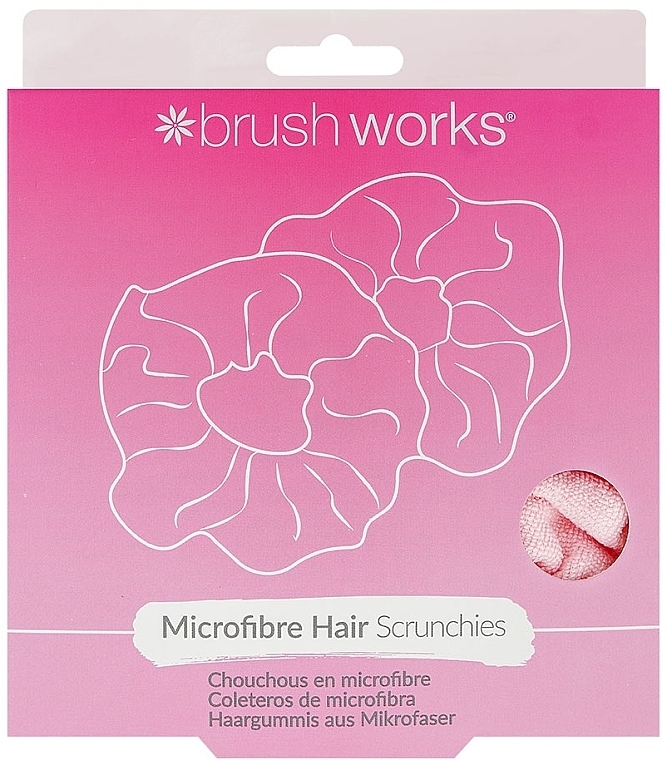 Резинки для волос из микрофибры, розовые, 2 шт. - Brushworks Microfibre Hair Scrunchies — фото N1