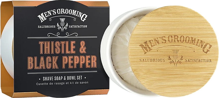 Мыло для бритья + керамическая чаша - Scottish Fine Soaps Thistle & Black Pepper Shave Soap & Bowl — фото N1