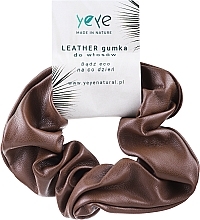 Кожаная резинка для волос, темно-коричневая - Yeye Leather — фото N1