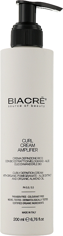 Моделювальний крем-догляд для стайлінгу кучерявого волосся - Biacre Curl Cream Amplifier — фото N1