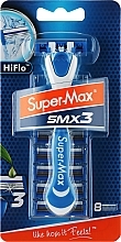 Мужской станок для бритья + 8 картриджей - Super-Max HiFlo SMX 3 Blade Shaving System — фото N1