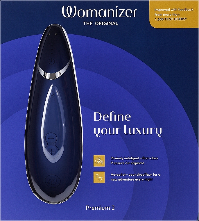 Вакуумний кліторальний стимулятор, синій - Womanizer Premium 2 Blueberry — фото N1